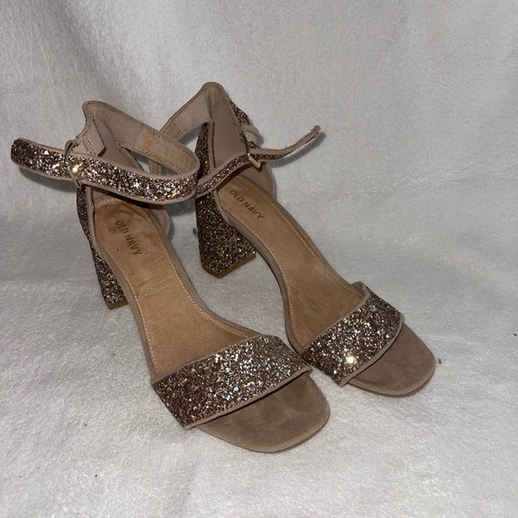 Old Navy Glitter Block Heel Sandals - Tan - Picture 1 of 3